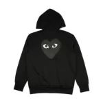 CDG Black Zip up Hoodie With Large Heart