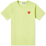 Comme Des Garcons Play Red Heart Tee Green