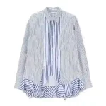 Contrast Stripe Shirt With Frill Hem