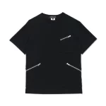 Cotton Jersey Patch Pocket Zip T-Shirt Black