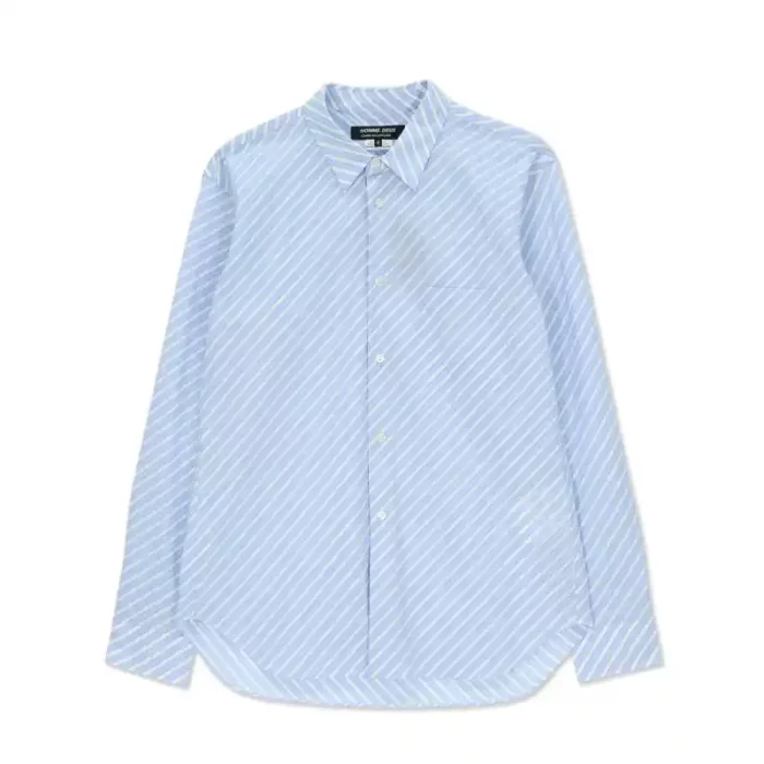 Diagonal Striped Light Blue And White Shirt