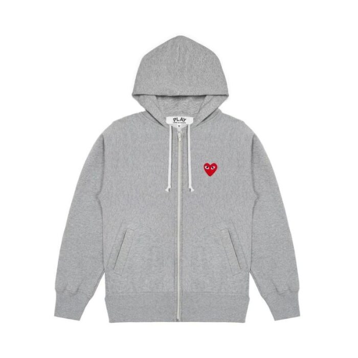 CDG Hoodie Grey Multi Heart – Zip up