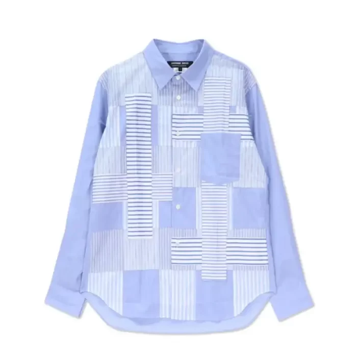 Multi Blue Stripe Patchwork Shirt