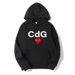 CDG Red Heart Front Print Hoodie