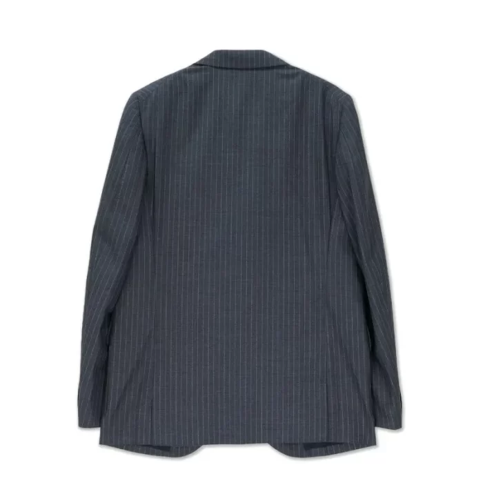 Grey Stripe Curved Pocket Jacket