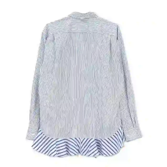 Contrast Stripe Shirt With Frill Hem