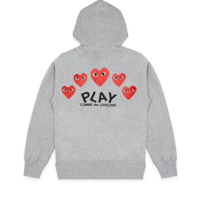 CDG Hoodie Grey Multi Heart – Zip up