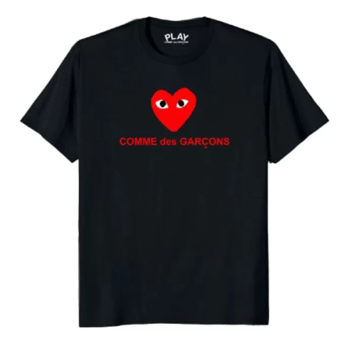 Heart Comme Des Garcons Red Text T-shirt