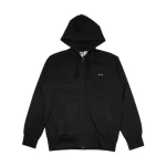 CDG Black Zip up Hoodie With Large Heart