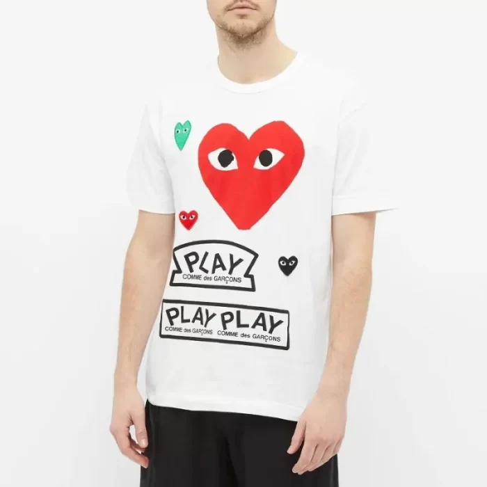 Comme Des Garcons Play Multi Logo Tee