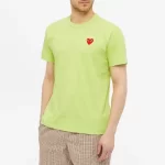 Comme Des Garcons Play Red Heart Tee Green