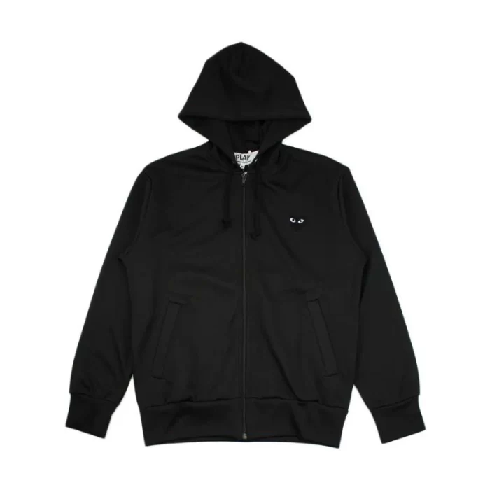 CDG Black Zip up Hoodie With Large Heart