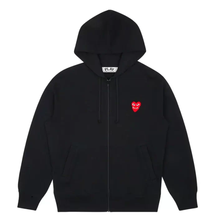 Black-CDG-Hoodie-Zip-Up-–-Double-Heart