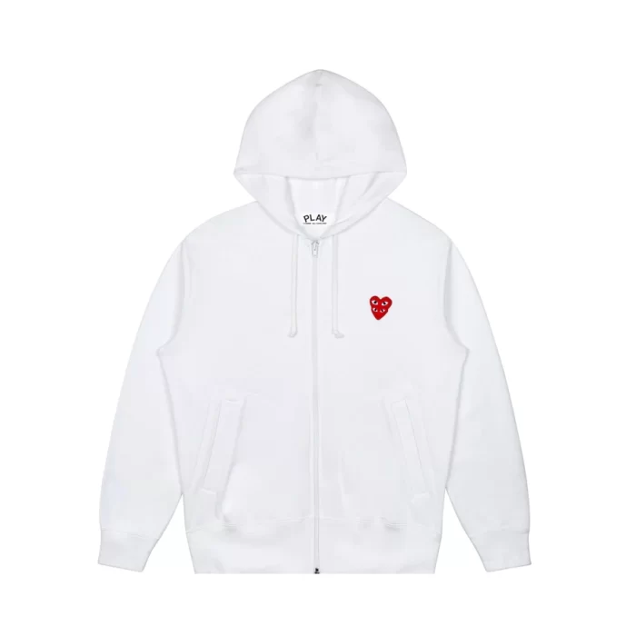 CDG-Hoodie-Zip-Up-–-White