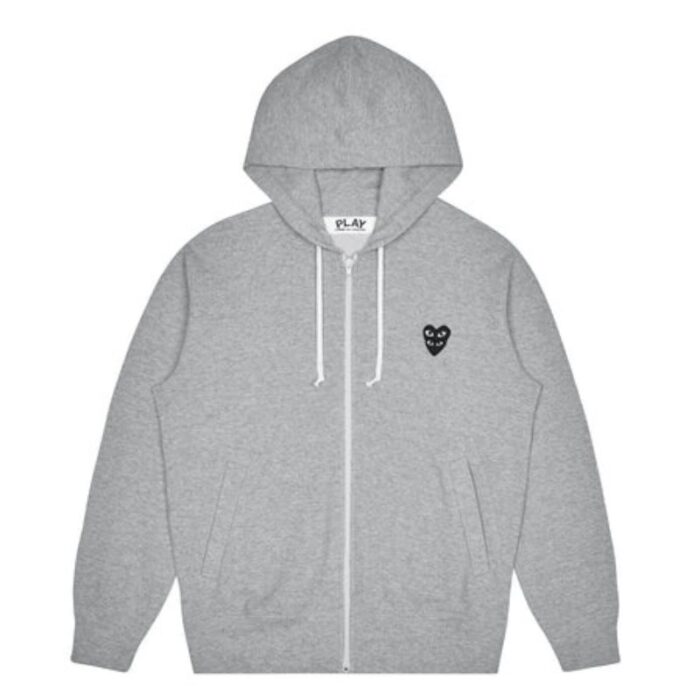 CDG Double Eye Black Heart Hoodie Sweatshirt – Grey