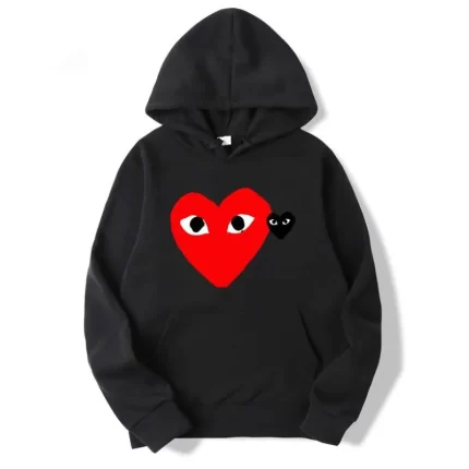 Red Heart And Gray Heart Cdg Hoodie