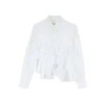 White Cotton Broad Cloth Spiral Cut Frill Shirt