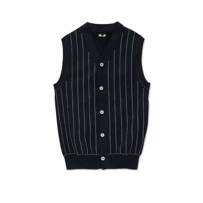 Pinstripe V-Neck Vest Navy