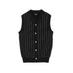 Pinstripe V-Neck Vest Black