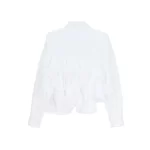 White Cotton Broad Cloth Spiral Cut Frill Shirt