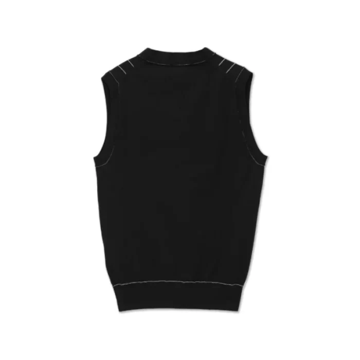 Pinstripe V-Neck Vest Black