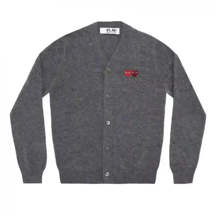 Play Men’s Cardigan With Double Emblems Grey