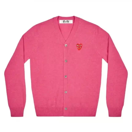 Play Men’s Cardigan With Red Family Heart (Pink)