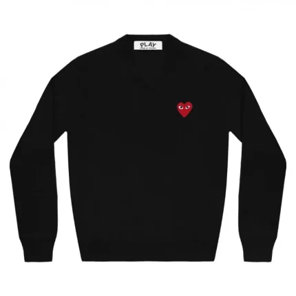 Play V-Neck Pullover Red Emblem (Black)