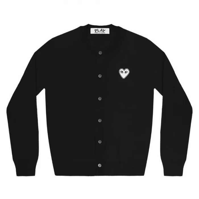 Play Women’s Cardigan White Heart Black