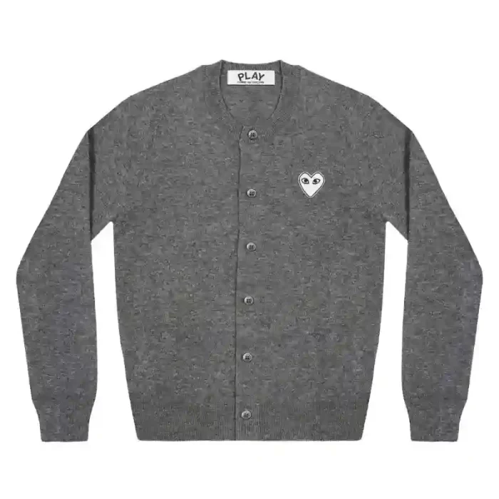 Play Women’s Cardigan White Heart Dark Grey