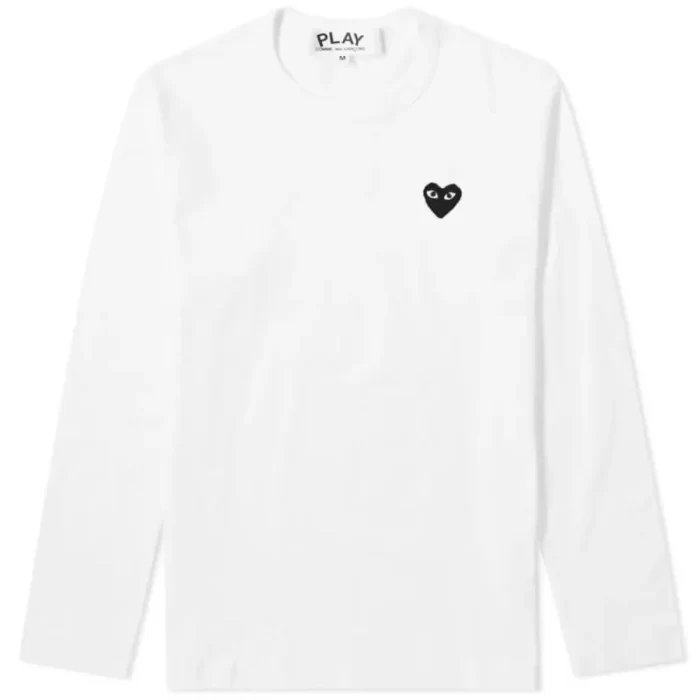 Comme Des Garcons Play Long Sleeve Tee White & Black