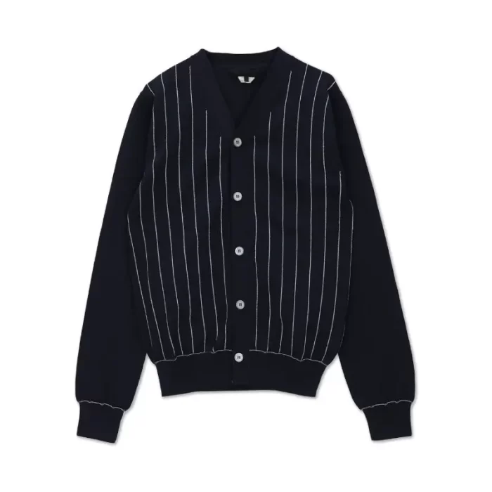 Pinstripe V-Neck Cardigan Navy